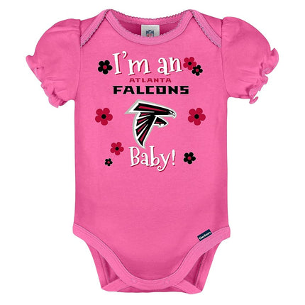NFL Gerber Baby Girl's Standard 3 Pack Short Sleeve Onesie Bodysuit, Team Color, 3-6 Months