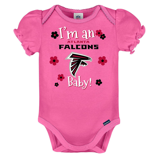 NFL Baby Girls 3 Pack Short Sleeve Bodysuit, red Atlanta Falcons New, 6-12 Months