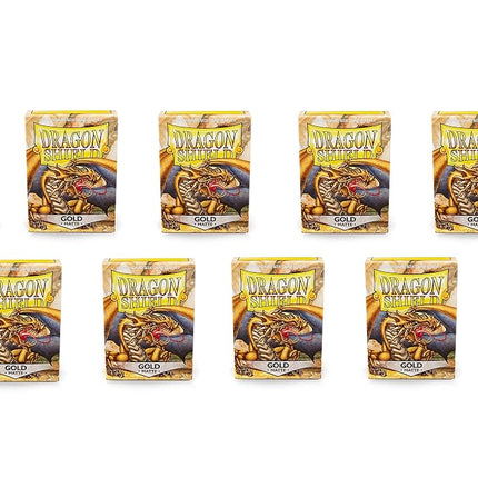 10 Packs Dragon Shield Matte Gold Standard Size 100 ct Card Sleeves Display Case