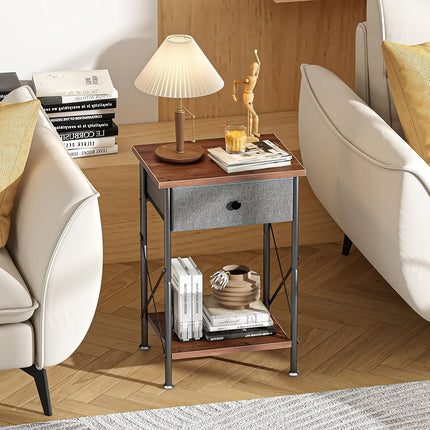 VECELO Nightstands X-Design Side End Table Night Stand with Storage Shelf for Bedroom,Living Room,Set of 2 (Black A2)
