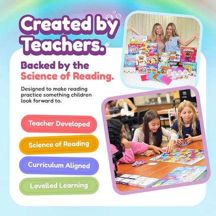 The Fidget Game SquishyLand in Rainbow Reef - Educational & Phonics Learning Activities for Children in Nursery to Year 2 - Mochi Squishy Toys Set with Board Game (2-6 Players) & Card Packs Included
