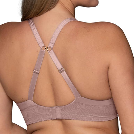 Vanity Fair Women's Effortless Wireless Bra, Buttery Soft Fabric & Lightweight Memory Foam Cups Up to Dd, Opaque, Baked Blush Lace, 36B