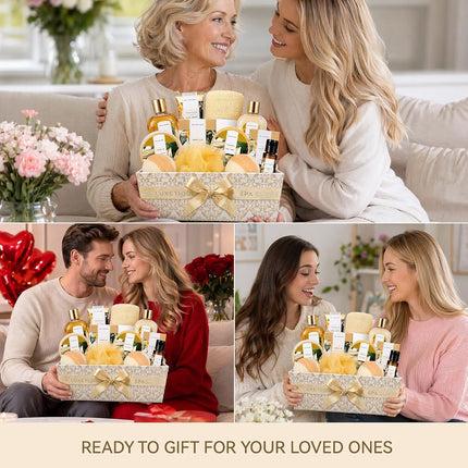 Gifts for Mum, Birthday Gifts for Women, Spa Gift Basket Luxury 12 Pcs Bath Gift Box, Relaxing at Home Bath Set Scented with Vanilla Includes Bath Salts, Bath Bombs, Body Scrub, Best Spa Gift for Women, Mothers Day Gift, Christmas.