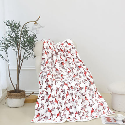 Manta Sherpa Reversible y Ultra Suave de Forro Polar de Franela Elegante Comfort, de Invierno para Navidad, Ligera y Acogedora, Decorativa para Fiestas, Perfecta para Descansar, 50 x 60 Pulgadas, Cardenal Rojo