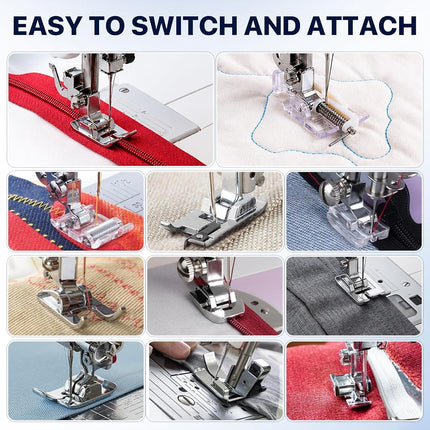 Professional Domestic 52 PCS Sewing Machine Sewing Foot Presser Foot Presser Feet Set for Brother, Singer, Babylock, Janome, Elna, Toyota, New Home, Simplicity and Kenmore Low Shank Sewing Machines