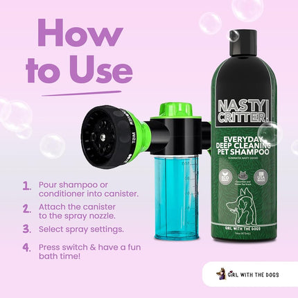 Girl with The Dogs Soap & Shampoo Dispenser for Pet Wash and Garden Hose Sprayer Nozzle