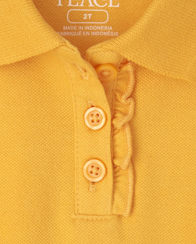 Polo piqué con volantes para niña de The Children's Place, lápiz amarillo individual, talla 3T