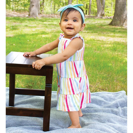 Robes en coton pour bébés filles Hudson Baby, rayures arc-en-ciel, 12 ans