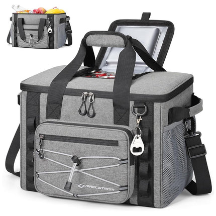 Maelstrom Soft Sided Cooler Bag, 40 Can Collapsible Insulated Cooler Ice Chest with Quick Access Flip-Top Lid, Large Leakproof Camping & Travel Cooler for Kayaking & Beach,Gray