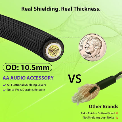 AA AUDIO ACCESSORY 12 AWG OFC Speaker Cable 1/4 Inch 6.6ft Nylon Braided, Noiseless Design Triple(2 Copper&Al-Foil) Shielded Guitar Amp Head to Cabinet Cable for Marshall Boss Fender High-Watt Amp Cab