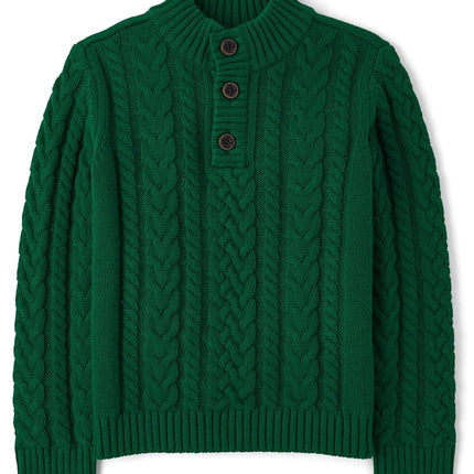 Gymboree Boys' and Toddler Long Sleeve Cable Knit Sweaters, Green, 4T