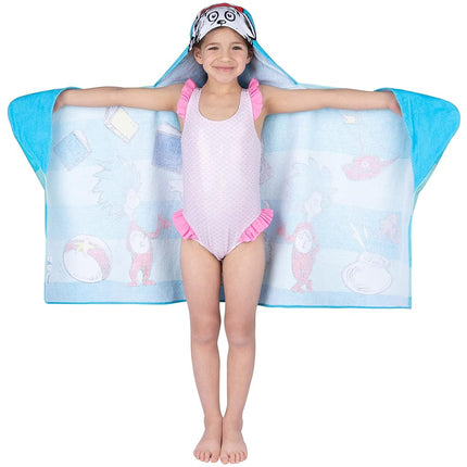 Drap de bain à capuche en coton éponge doux Franco Kids pour la plage et le bain, 61 cm x 127 cm, Dr Seuss Le Chat au chapeau