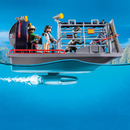 PlayMOBIL Dinos 9433 Enemy Airboat with Raptors, floatable, For Children Ages 4+