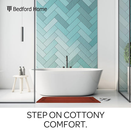 Bedford Home 100% Cotton Reversible Long Bath Rug - Brick - 24x60