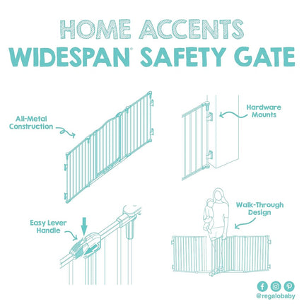 Regalo Deluxe Home Accents Widespan 74.5-Inch-Wide Adjustable Safety Gate, Award Winning Brand, 28-Inches Tall, Includes 4 Wall Mounts, Black