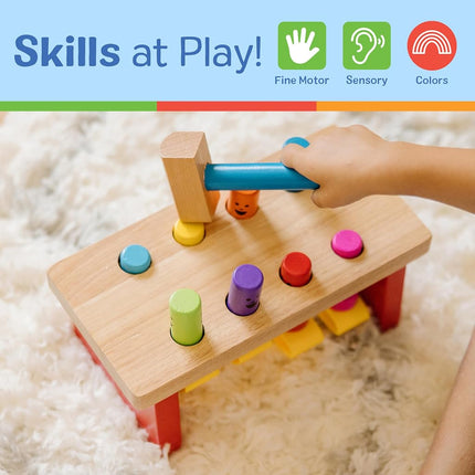 Melissa & Doug Deluxe Pounding Bench | Wooden Developmental Toy | Motor Skills | Problem Solving | 2+ | Gift for Boy or Girl