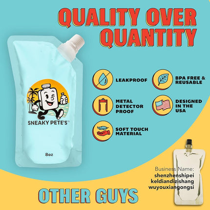 GoPong Sneaky Pete's Liquor Pouches - 12 Pack Hidden Plastic Flasks - 8 oz Alcohol Pouch Containers