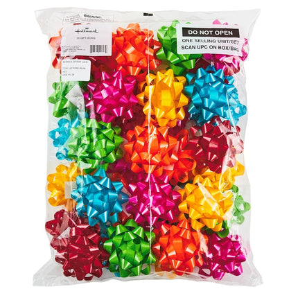 Hallmark 0005RSB1230 Birthday Gift Assortment Bows Red, Pink, Orange, Green, Teal, Yellow, Paper, Brights, 36 Count