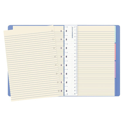 FILOFAX Refillable Pastel Notebook, A5 (8.25" x 5") Vista Blue - 112 Cream moveable Pages - Index, Pocket and Page Marker (B115051U)