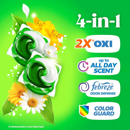 Gain flings! Laundry Detergent Soap Pacs HE Compatible 60 ct Long Lasting Scent Original Scent