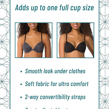 Vanity Fair Women's Ego Boost Add Push Up Bra (+1 Cup Size), Underwire - Wild Berry Jacquard, 34C