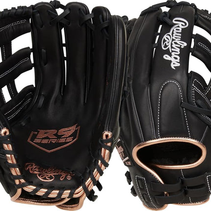 Gant de softball Fastpitch Rawlings R9 | Tailles 11,5" Plusieurs styles Gant femme, Pro H-Web | Noir, 13" | Champ extérieur