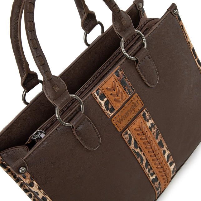 Sac à bandoulière tissé à imprimé léopard pour femme Wrangler, petit grain de café avec sangle de guitare, taille unique