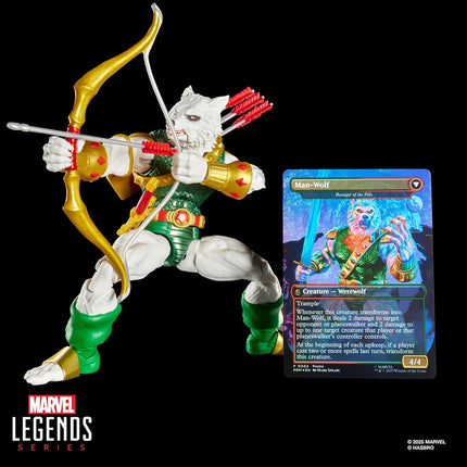 Marvel Legends Series Magic: The Gathering Man-Wolf, Spider-Man Action Figure plus Exclusive Foil Trading Card, Blue and Red