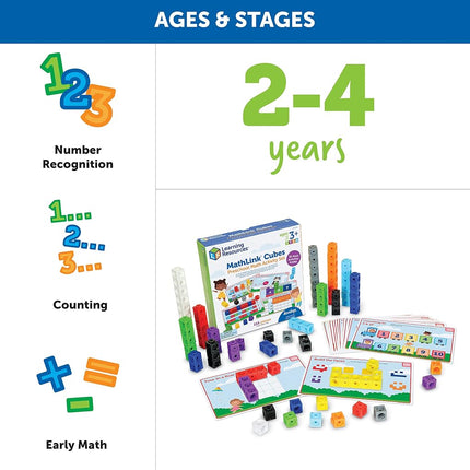 Learning Resources MathLink Cubes Preschool Math Activity Set - 115 Pieces, Ages 3+ Preschool STEM Activities, Math Activity Set and Games for Kids, Preschool Learning Activities, Homeschool Essentials