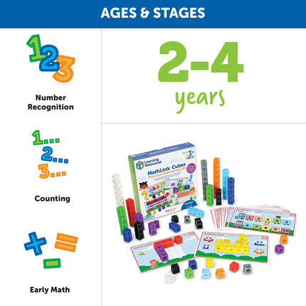 Learning Resources MathLink Cubes Preschool Math Activity Set - 115 Pieces, Ages 3+ Preschool STEM Activities, Math Activity Set and Games for Kids, Preschool Learning Activities, Homeschool Essentials