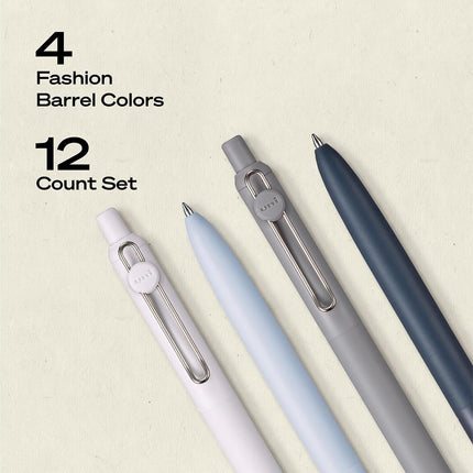 Uniball Zento Gel Ink Rollerball Pens, 12 Black Medium Point Smooth Writing Pens, Colored Japanese Pens, Zen Colors