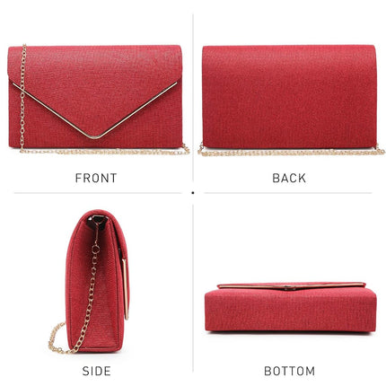 Dasein Women Glistening Clutches Handbags Evening Bags Wedding Purses Cocktail Prom Party Clutches, Red, Medium