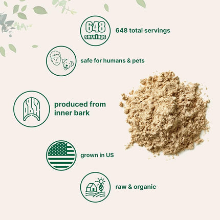 Sustainably US Grown Organic Slippery Elm Bark Powder, 1 Pound, Helps Soothe The Throat and Coughing, No Irradiated, No Contaminated, No GMOs and Vegan Friendly