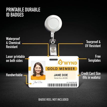 Avery Durable Wide ID Badges for Lanyards, Laser Printable on Both Sides, Blank White, 80 Total, 3.375" x 2.125" (61611)