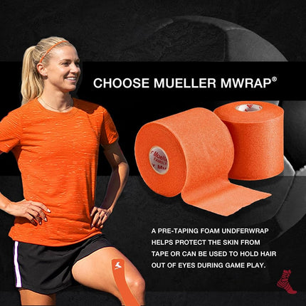 Mueller MWrap Latex-Free Prewrap, 2.75" X 21.4 Yd Roll, Orange, 2 pack
