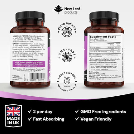 Biotin Vitamins for Hair Skin and Nails Maximum Strength Biotin Tablets 12000mcg Enriched with Coconut Oil 3 Months