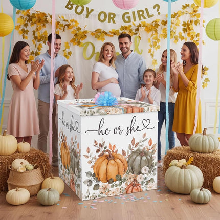 AmazingSpark 28in Giant Gender Reveal Gift Box Kit, Fall Pumpkin