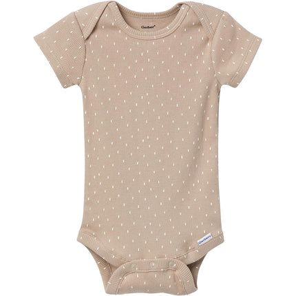 Gerber Unisex Baby Multi-pack Onesies Bodysuits (Short and Long Sleeve), Tan Little Apples, 0-3 Months