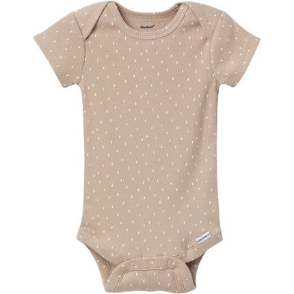 Gerber Unisex Baby Multi-pack Onesies Bodysuits (Short and Long Sleeve), Tan Little Apples, 0-3 Months