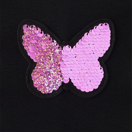 The Children's Place Girls' Single Fleece Lined Leggings, Sequin Happy Face/Sequin Butterfly 2-Pack, Large
