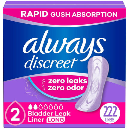 Always Discreet 2-Drop Liners, 2, Very Light, Long