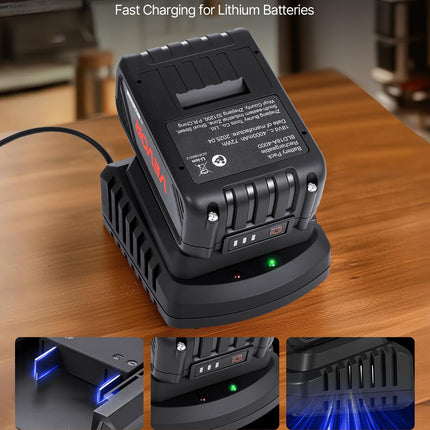 VEVOR 20V MAX, Portable Battery and Charger Combo, AC 110V, 4.0 Ah Lithium-Ion Battery Pack, 4000 mAh Large Capacity, Extended Runtime, Compatible with Series Tools, for Replacement and Fast Charging