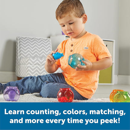 Learning Resources Peekaboo Fishbowl Friends, 10 Pieces, Ages 18 Months+, Learning Toys, Baby Toys, Educational Toys, Fish Toys, Animal Toys, Bath Toys, Blue,green,orange,purple,red (LER6814)