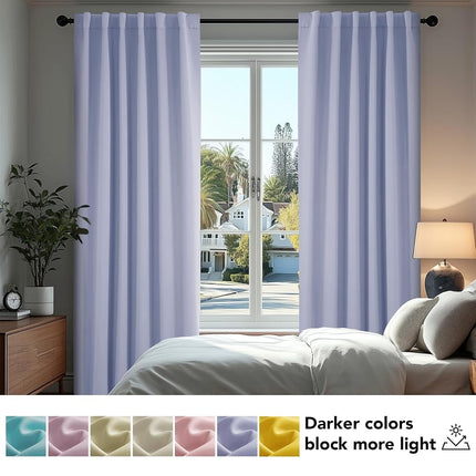 Deconovo Rod Pocket and Back Tab Blackout Curtains for Living Room Thermal Insulated Room Darkening Curtains 42Wx95L Inch Light Purple 2 Panels
