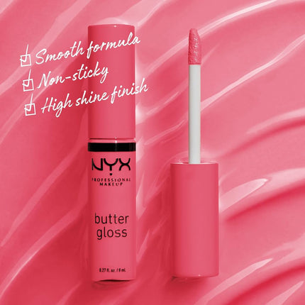 NYX Professional Makeup, Butter Gloss, Lip Gloss, Non-Sticky - Peaches And Cream (Pink Coral)