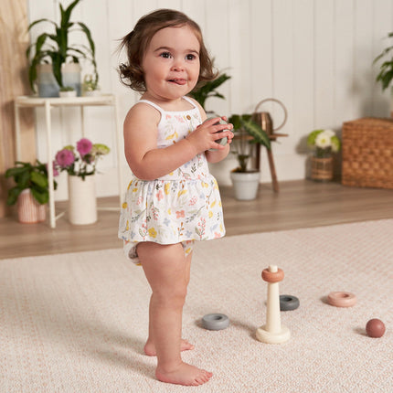 Gerber Paquete múltiple de mamelucos de una pieza sin mangas para bebé niña, estampado floral blanco, 3-6 meses