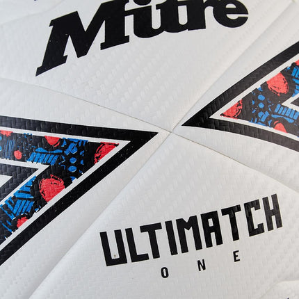 Mitre Ultimatch Football, Enhanced Control, Extra Durability, Added Accuracy, Ball, White/Black/Bib Red, 5