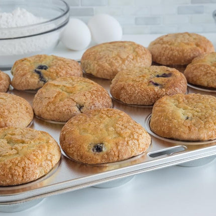 Fox Run 4868 Muffin Pan, 12 Cup, Stainless Steel