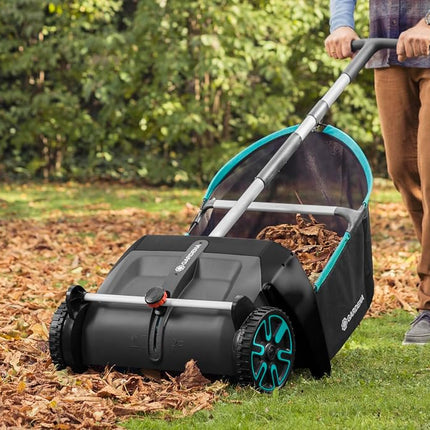 Gardena leaf and grass collector: Sweeping collector for the garden, with removable collection bag, rotating brush system, ergonomic handle, low noise (3565-20)