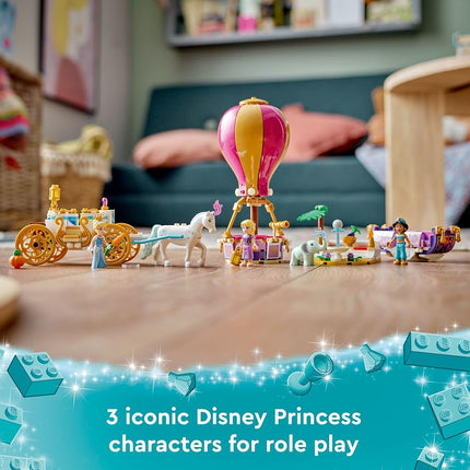 LEGO Disney Princess Enchanted Journey 43216, 3in1 Playset with Cinderella, Jasmine, Rapunzel Mini Dolls with Toy Horse & Carriage, Flying Carpet, Hot Air Balloon, Gift for Girls and Boys Ages 6+